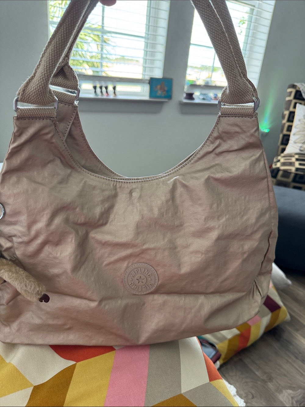 Kipling Shimmering Blush Nylon Shoulder Bag